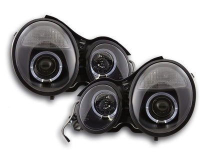 Scheinwerfer Set Angel Eyes Mercedes E-Klasse Typ W210 Bj. 95-98 schwarz
