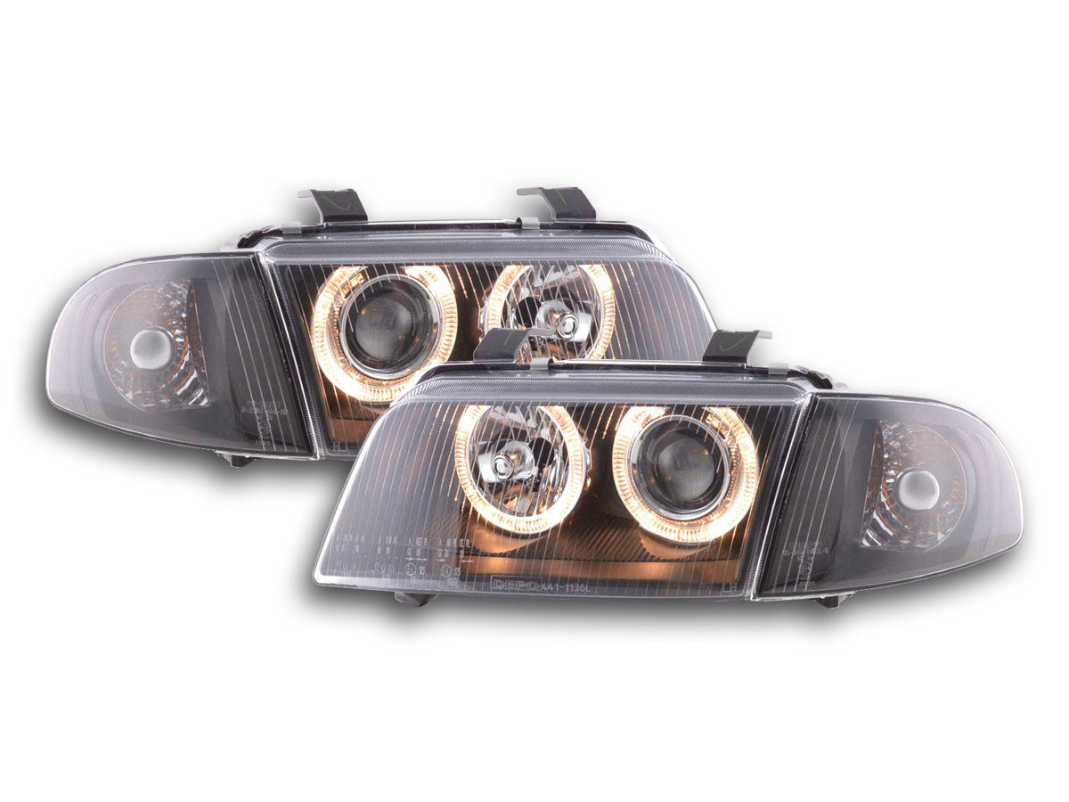 Scheinwerfer Set Angel Eyes Audi A4 Typ B5  95-99 schwarz