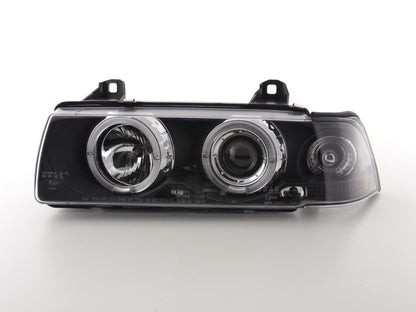 Scheinwerfer Set Angel Eyes BMW 3er E36 Limo/Touring Bj. 92-98 schwarz