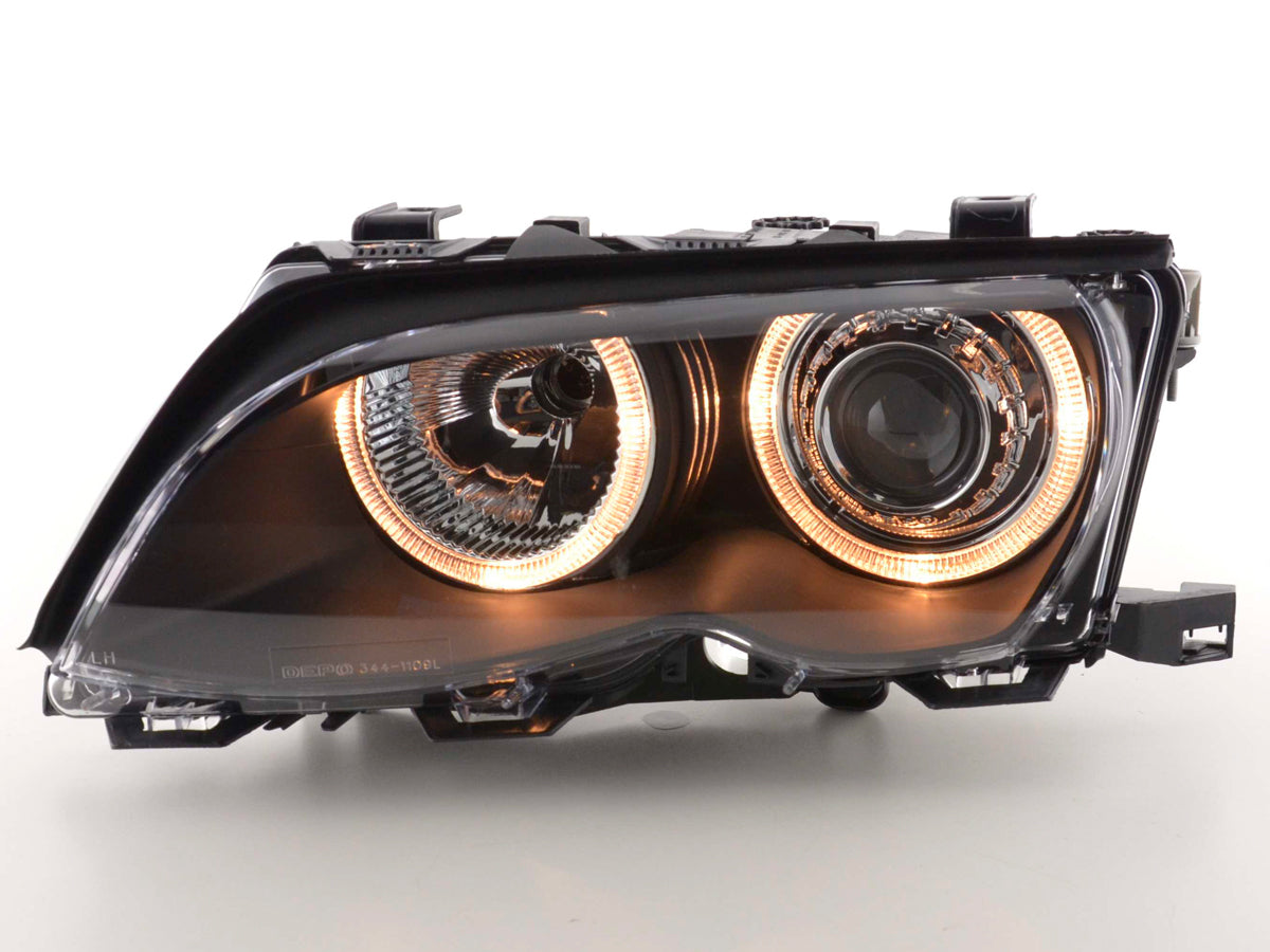 Scheinwerfer Set Angel Eyes BMW 3er Limo Typ E46  01-03 schwarz