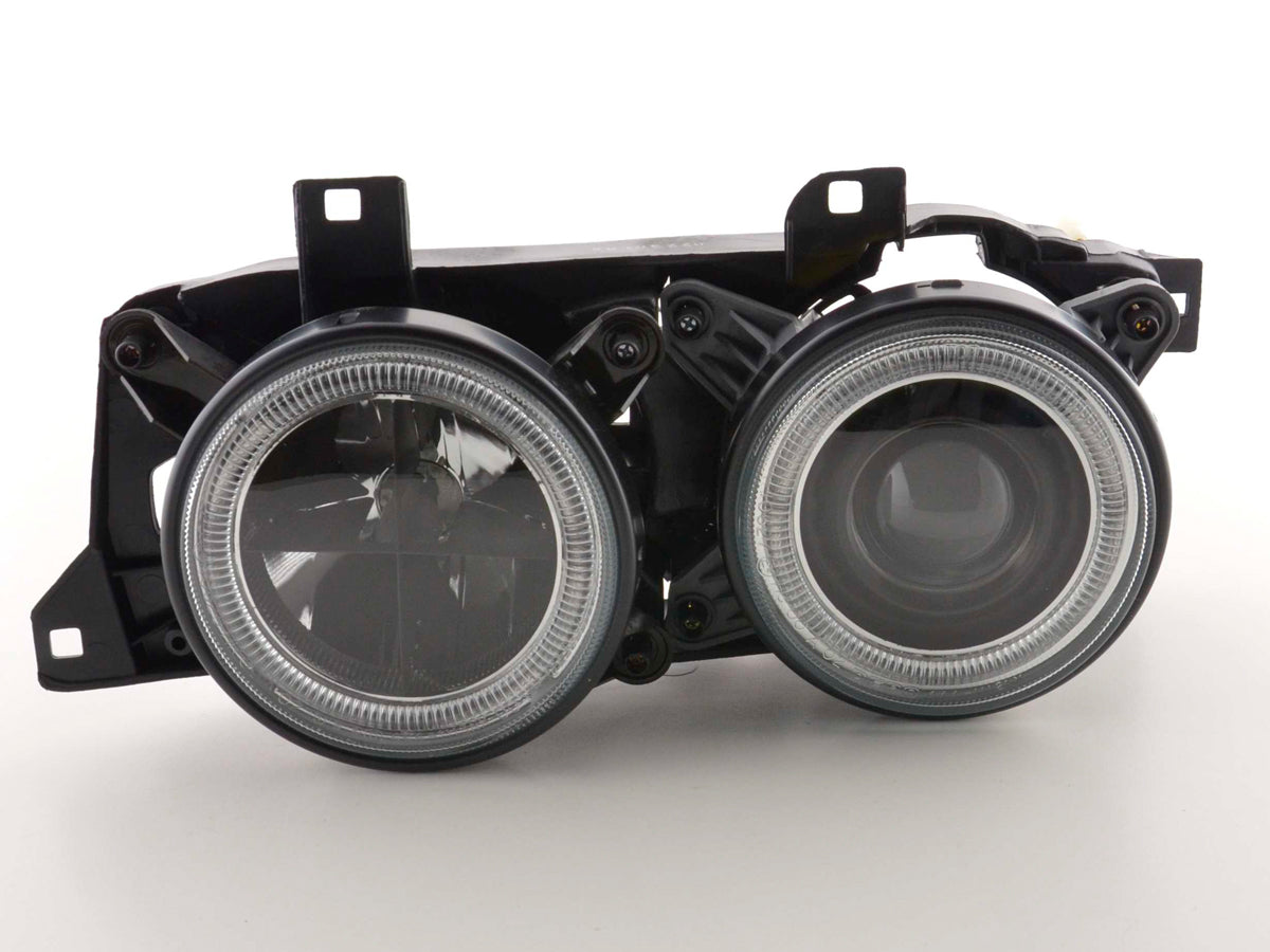 Scheinwerfer Set Angel Eyes BMW 5er Typ E34 Bj. 88-94 schwarz