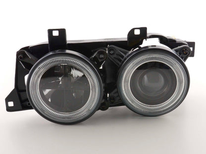 Scheinwerfer Set Angel Eyes BMW 5er Typ E34 Bj. 88-94 schwarz