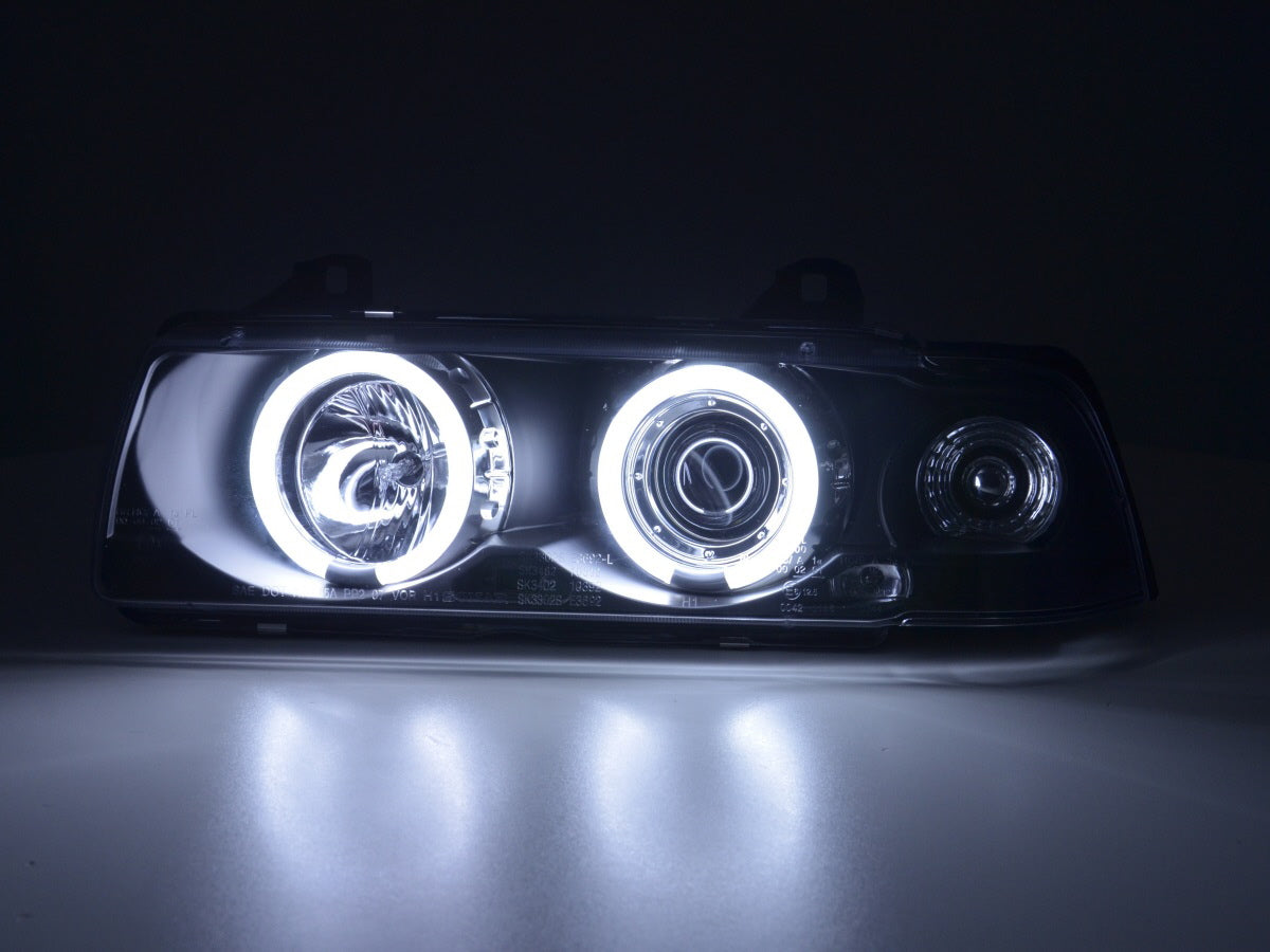Scheinwerfer Set Angel Eyes CCFL BMW 3er E36 Limo Bj. 92-98 schwarz