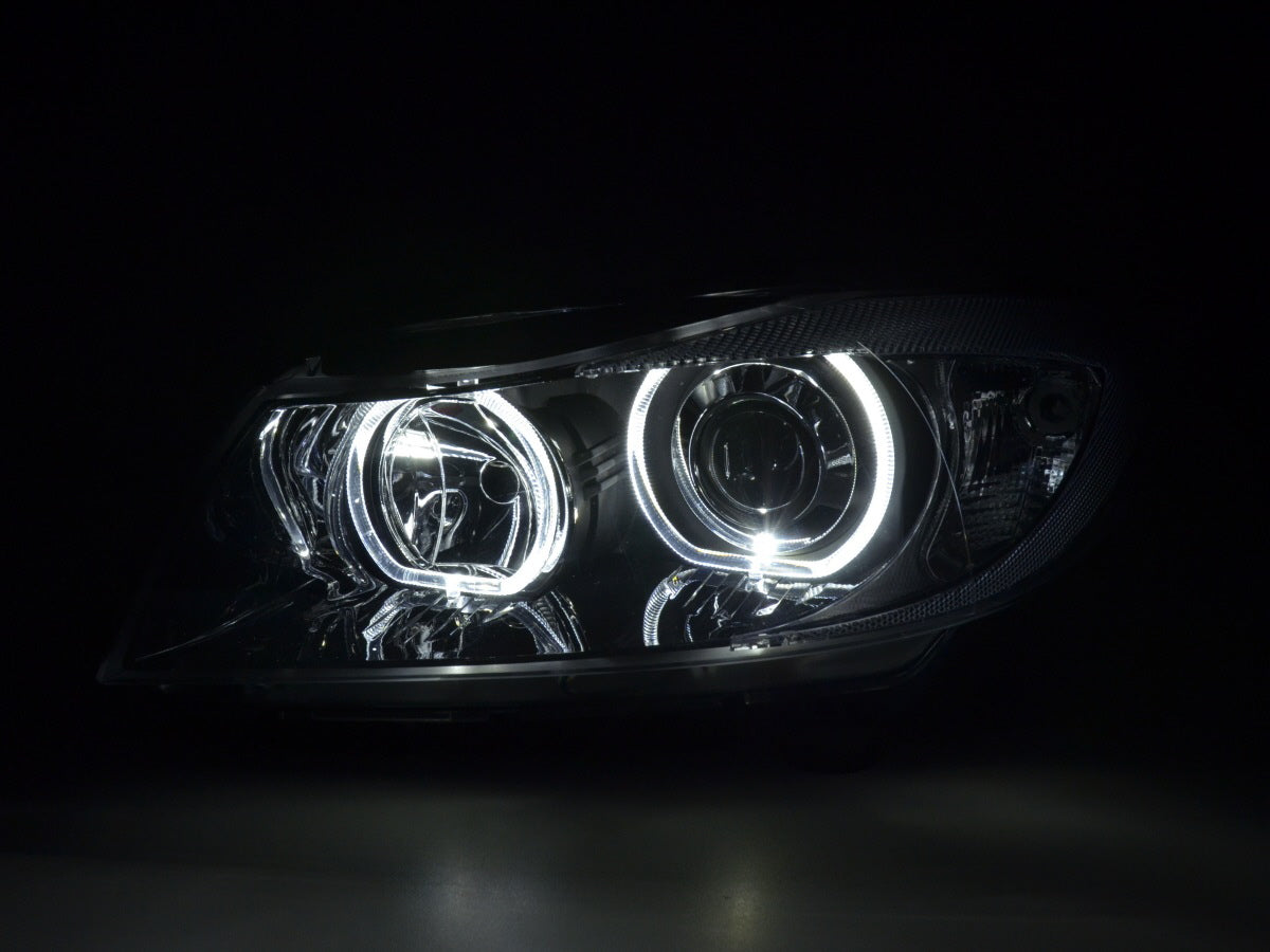 Scheinwerfer Set Angel Eyes LED BMW 3er E90/E91 Bj. 2005-2011 schwarz