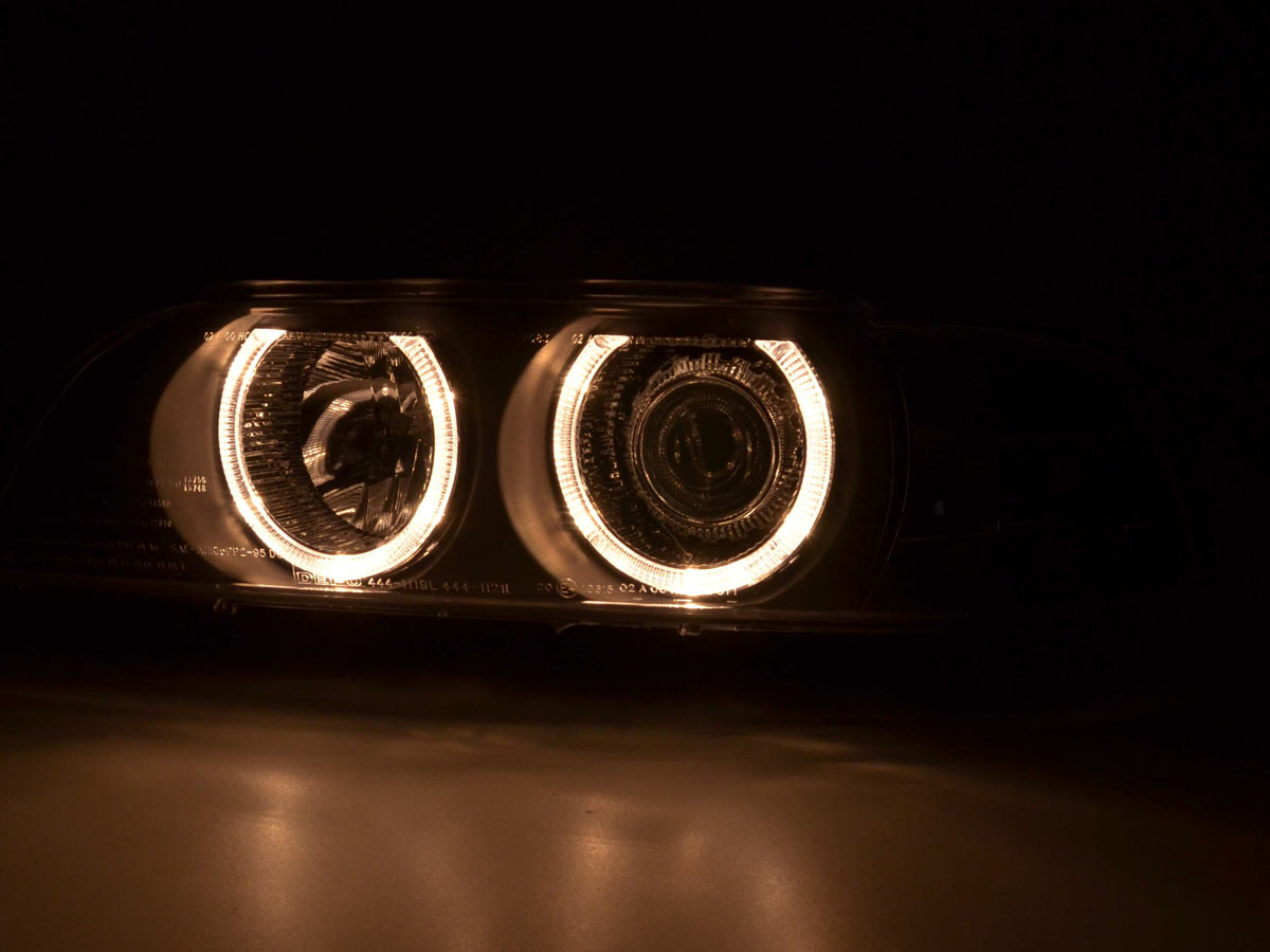 Scheinwerfer Set Angel Eyes BMW 5er E39 Bj. 95-00 schwarz