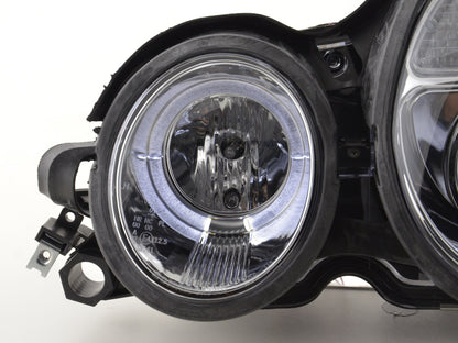 Scheinwerfer Set Angel Eyes Mercedes E-Klasse Typ W210 Bj. 99-01 chrom für Rechtslenker