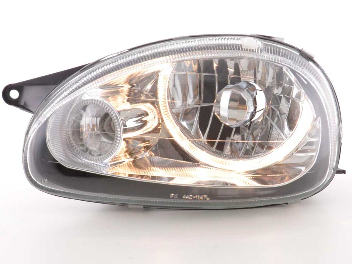 Scheinwerfer Set Angel Eyes Opel Corsa B Bj. 93-00 chrom für Rechtslenker