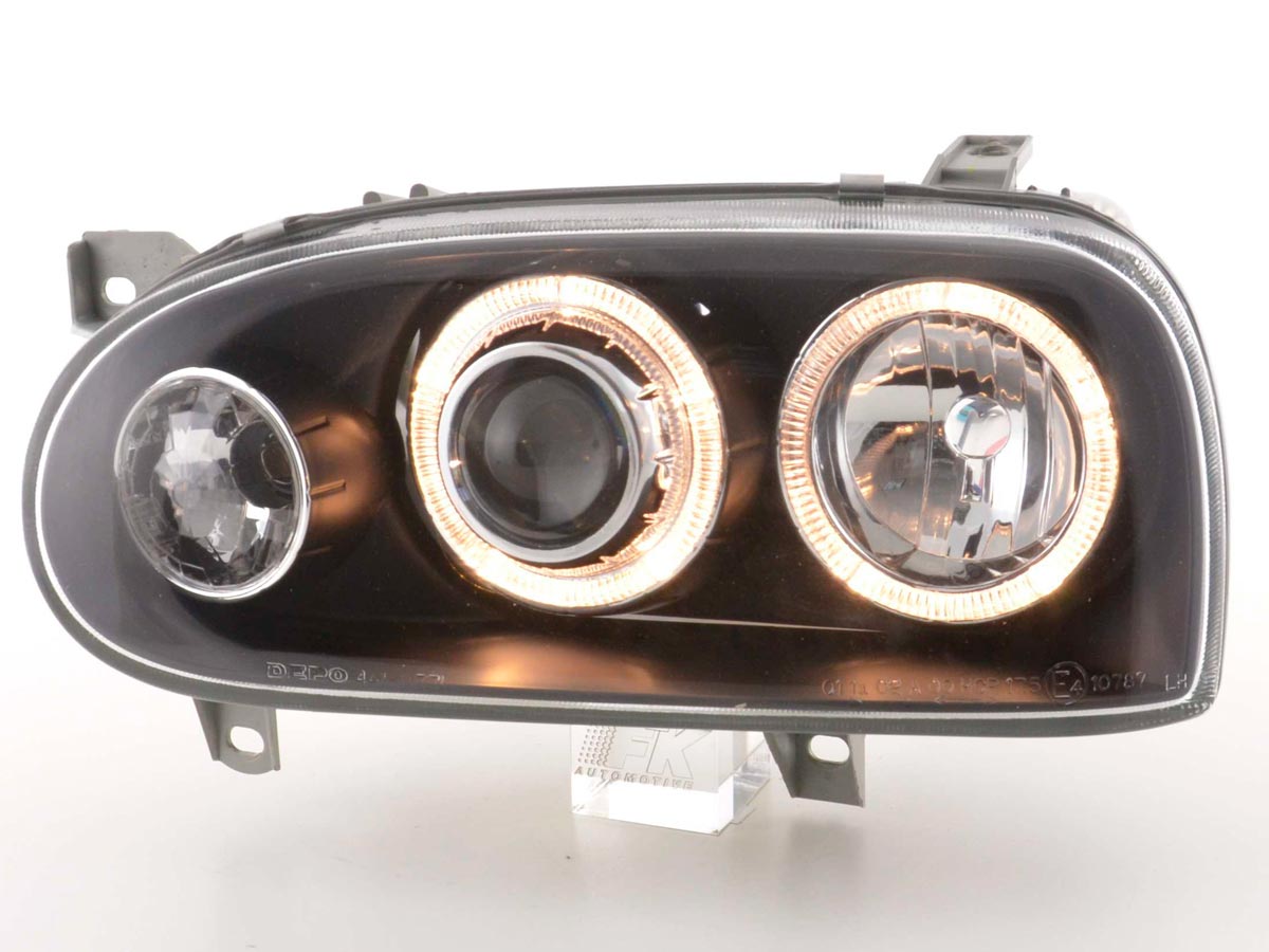 Scheinwerfer Set Angel Eyes VW Golf 3 Typ 1HXO, 1 EXO  91-97 schwarz