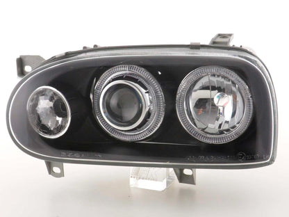 Scheinwerfer Set Angel Eyes VW Golf 3 Typ 1HXO, 1 EXO  91-97 schwarz