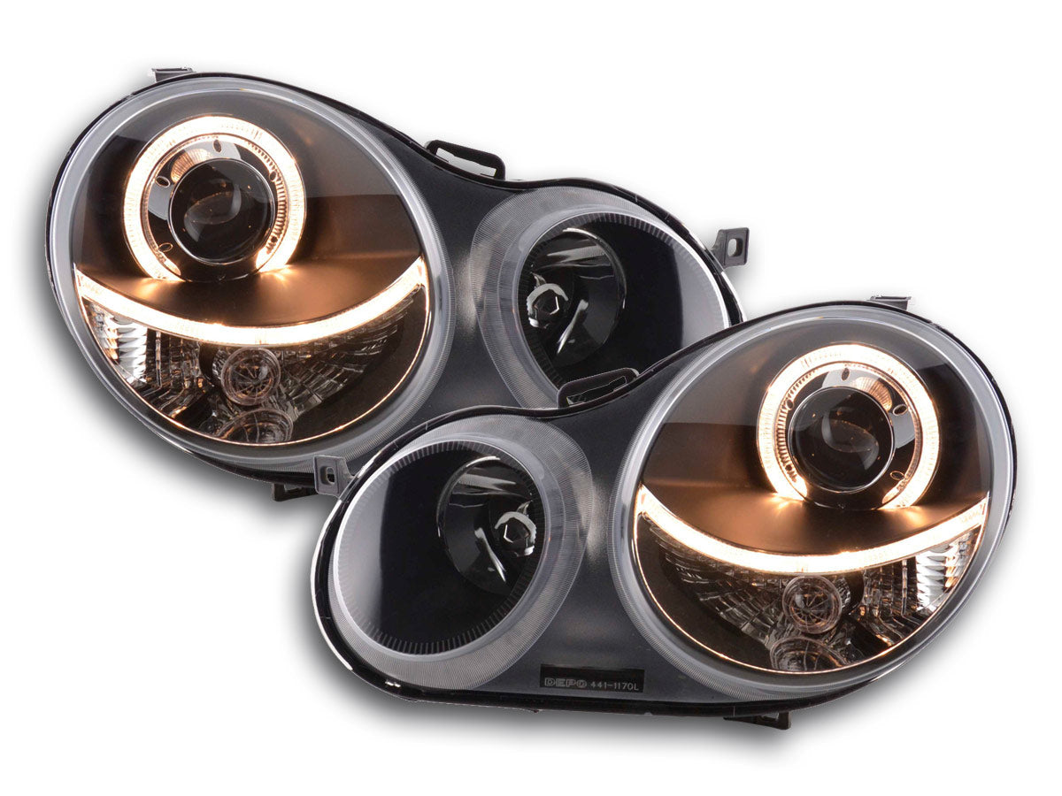 Scheinwerfer Set Angel Eyes VW Polo Typ 9N  01-05 schwarz