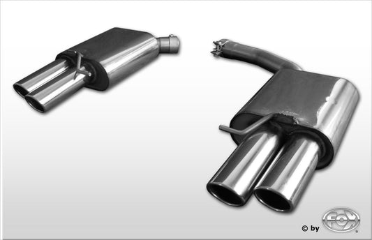 FOX Audi A5 8T Coupe + S-Line Endschalldämpfer rechts/links zweiflutig inkl. Y-Adapterrohr Ø55mm innen - 2x88x74 Typ 32 rechts/links