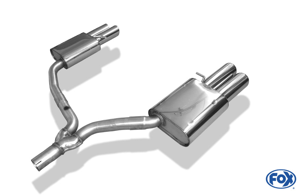 FOX Audi A4 B8 Limousine/ Avant + S-Line Endschalldämpfer rechts/links zweiflutig inkl. Y-Adapterrohr Ø65mm innen - 2x90 Typ 17 rechts/links