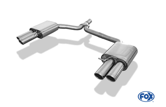 FOX Audi A4 B8 Limousine/ Avant + S-Line Endschalldämpfer rechts/links zweiflutig inkl. Y-Adapterrohr Ø65mm innen - 2x88x74 Typ 32 rechts/links
