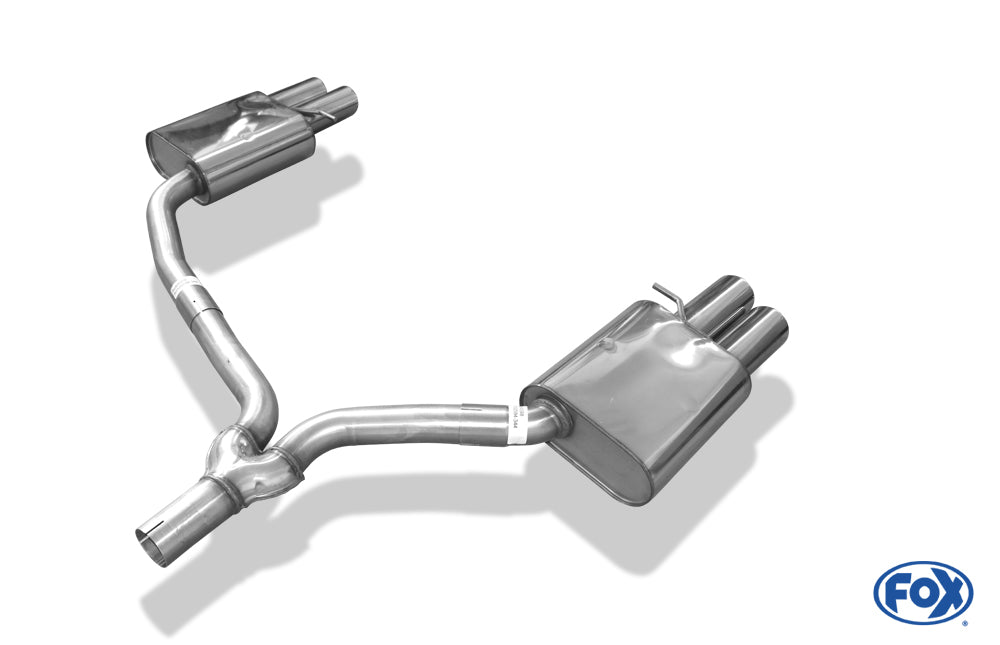FOX Audi A5 8T Coupe + S-Line Endschalldämpfer rechts/links zweiflutig inkl. Y-Adapterrohr Ø55mm innen - 2x80 Typ 17 rechts/links
