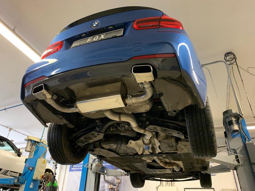 FOX BMW F30/31 - 330i xDrive Endschalldämpfer quer Ausgang rechts/links - 145x65 Typ 59 rechts/links - mit Abgasklappe im linken Endrohr