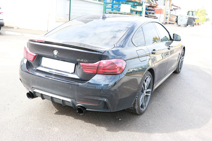 FOX BMW F36 - 440i xDrive Grand Coupe - M-Paket Endschalldämpfer quer Ausgang rechts/links - 1x100 Typ 25 rechts/links schwarz emalliert - mit Abgasklappe im linken Endrohr