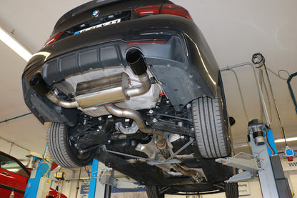 FOX BMW F36 - 440i xDrive Grand Coupe - M-Paket Endschalldämpfer quer Ausgang rechts/links - 1x100 Typ 25 rechts/links schwarz emalliert - mit Abgasklappe im linken Endrohr