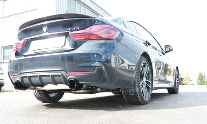 FOX BMW F36 - 440i xDrive Grand Coupe - M-Paket Endschalldämpfer quer Ausgang rechts/links - 1x100 Typ 25 rechts/links schwarz emalliert - mit Abgasklappe im linken Endrohr