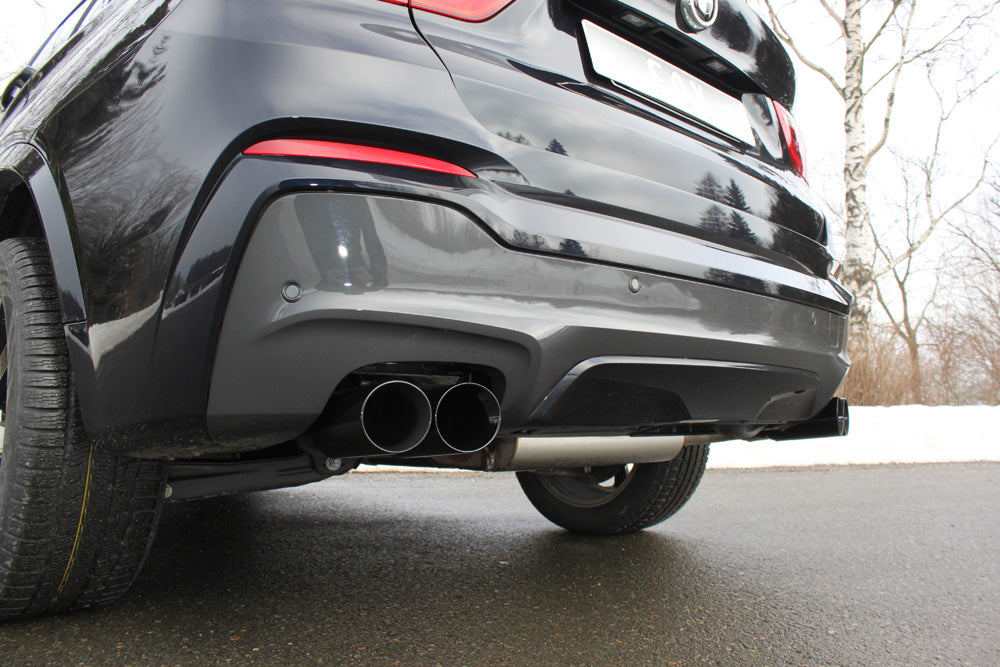 FOX BMW X4 F26 - 35i 35d Endschalldämpfer quer Ausgang rechts/links - 2x90 Typ 25 rechts/links Schwarz