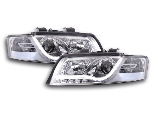 Scheinwerfer Set Daylight LED TFL-Optik Audi A4 Typ 8E Bj. 01-04 chrom für Rechtslenker