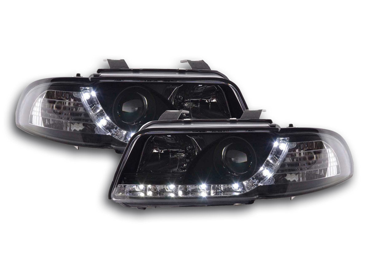 Scheinwerfer Set Daylight LED TFL-Optik Audi A4 B5 8D Bj. 95-99 schwarz
