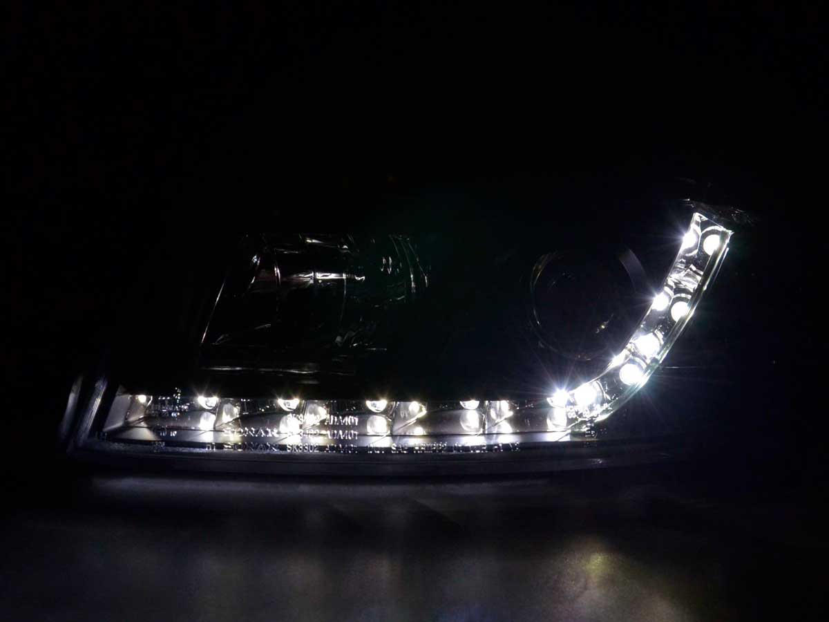 Scheinwerfer Set Daylight LED TFL-Optik Audi A4 Typ 8E Bj. 01-04 schwarz