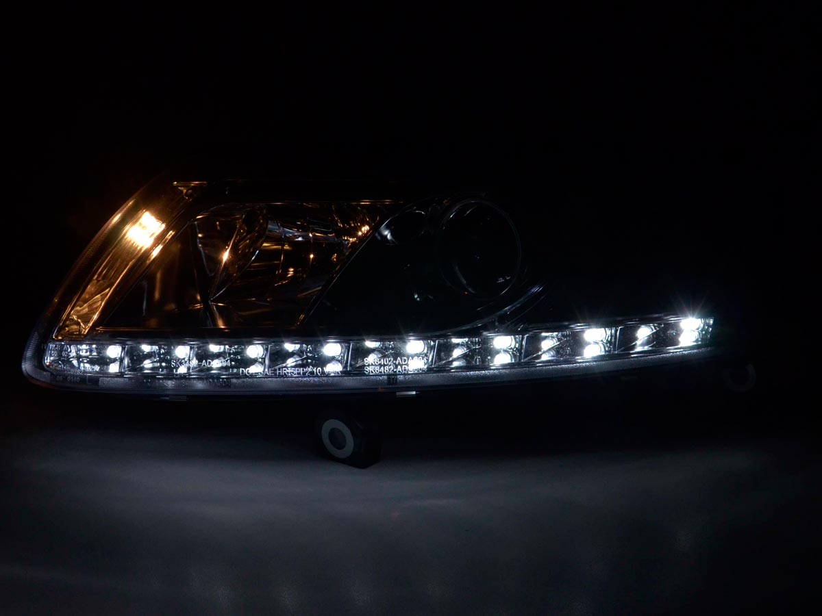 Scheinwerfer Set Daylight LED Tagfahrlicht Audi A6 Typ 4F Bj. 04-08 chrom