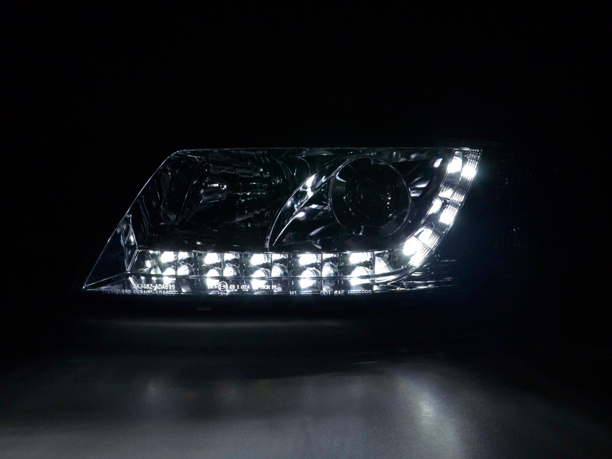 Scheinwerfer Set Daylight LED Tagfahrlicht Audi A6 4B Bj. 97-00 chrom