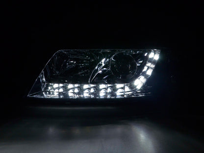 Scheinwerfer Set Daylight LED Tagfahrlicht Audi A6 4B Bj. 97-00 chrom