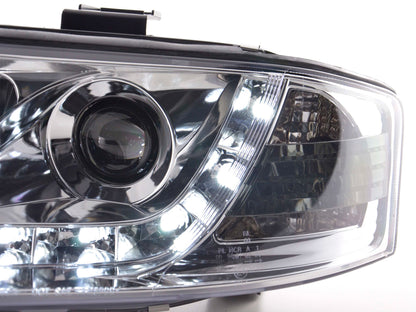 Scheinwerfer Set Daylight LED Tagfahrlicht Audi A6 4B Bj. 97-00 chrom