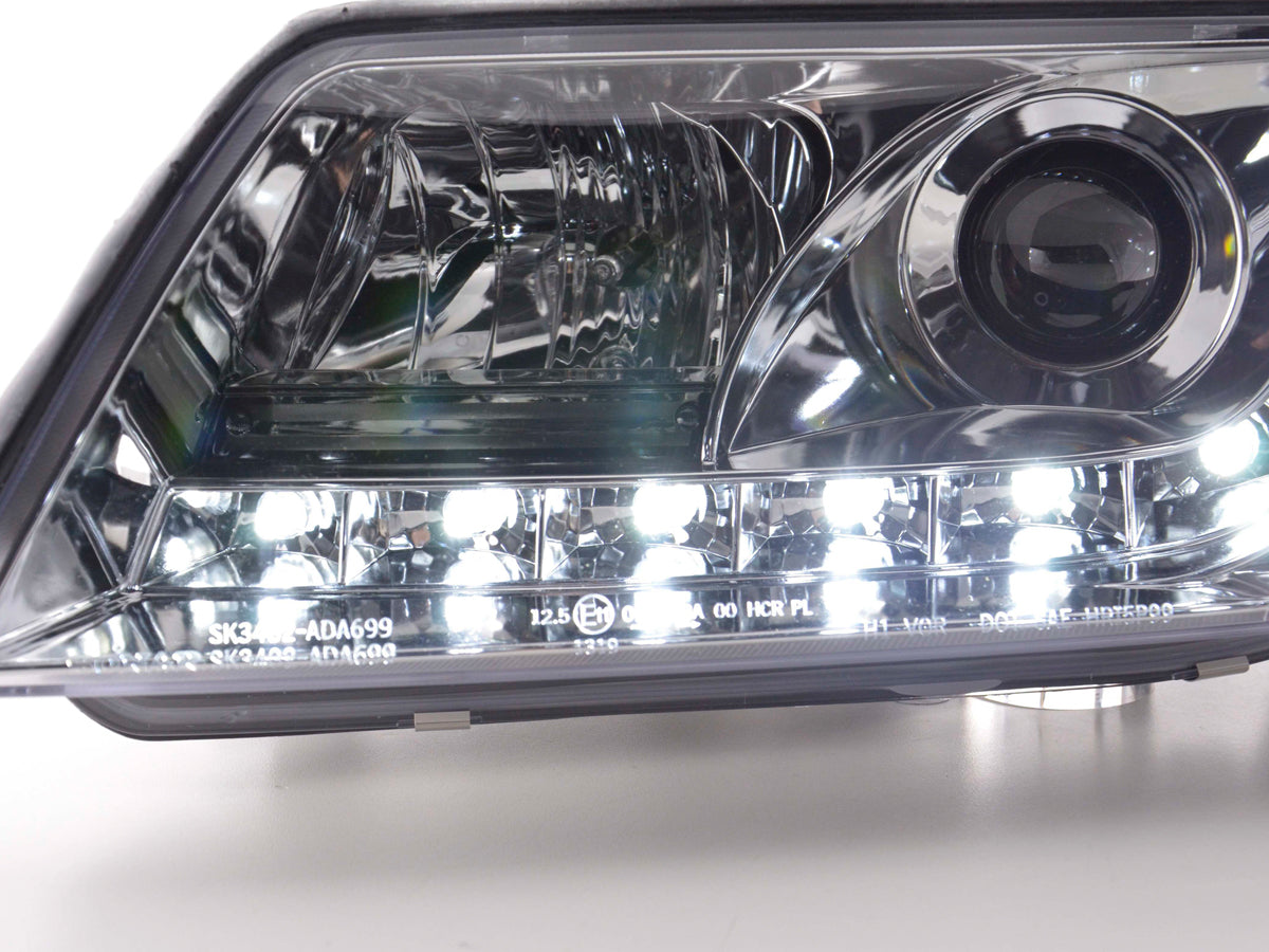 Scheinwerfer Set Daylight LED Tagfahrlicht Audi A6 4B Bj. 97-00 chrom