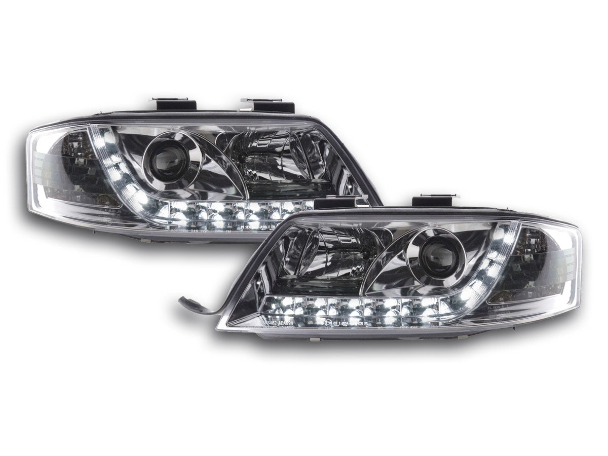 Scheinwerfer Set Daylight LED Tagfahrlicht Audi A6 4B Bj. 97-00 chrom