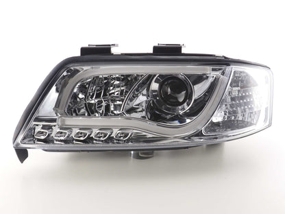 Scheinwerfer Set Daylight LED Tagfahrlicht Audi A6 Typ 4B Bj. 97-01 chrom