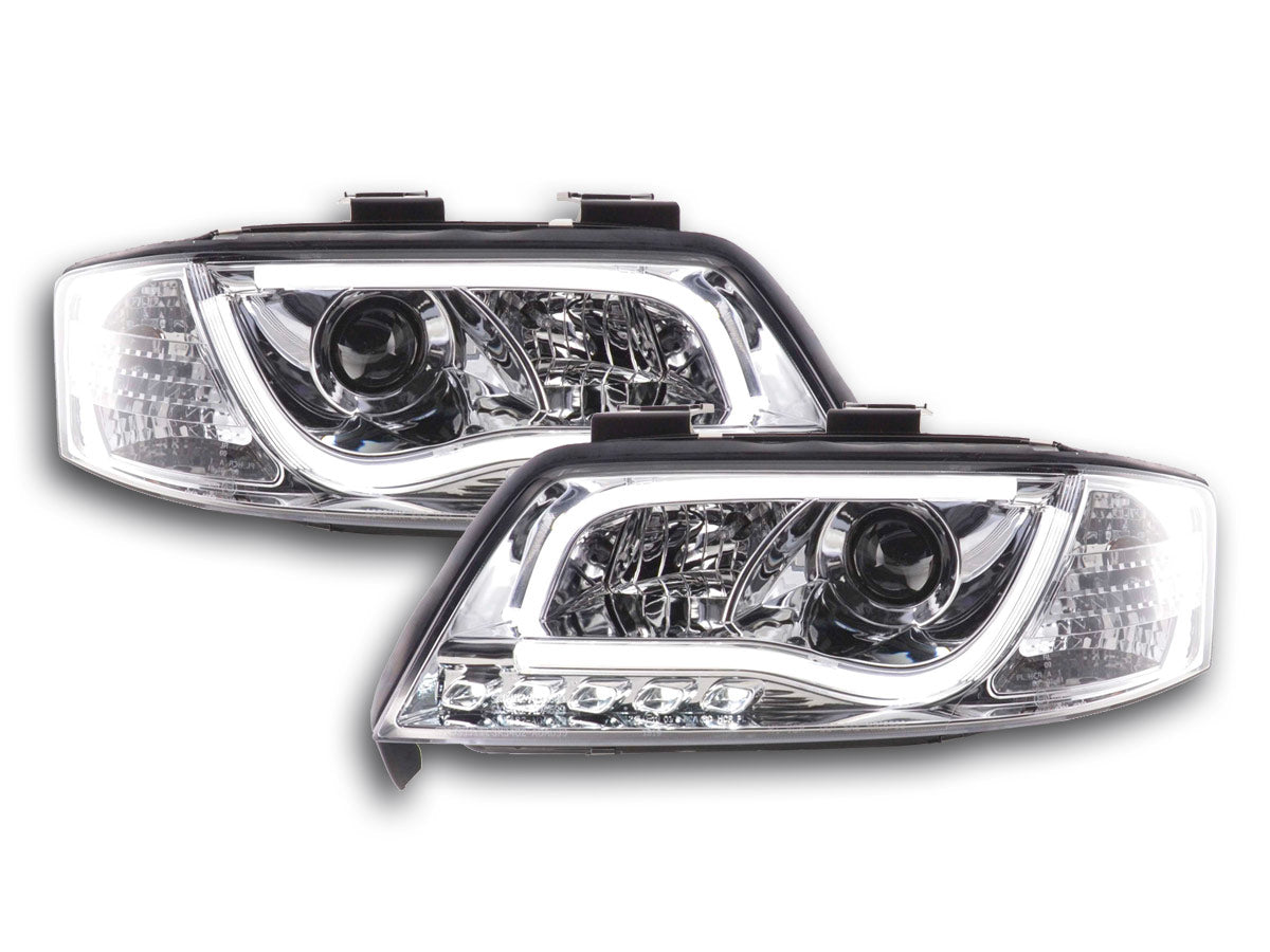 Scheinwerfer Set Daylight LED Tagfahrlicht Audi A6 Typ 4B Bj. 97-01 chrom
