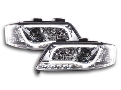 Scheinwerfer Set Daylight LED Tagfahrlicht Audi A6 Typ 4B Bj. 97-01 chrom