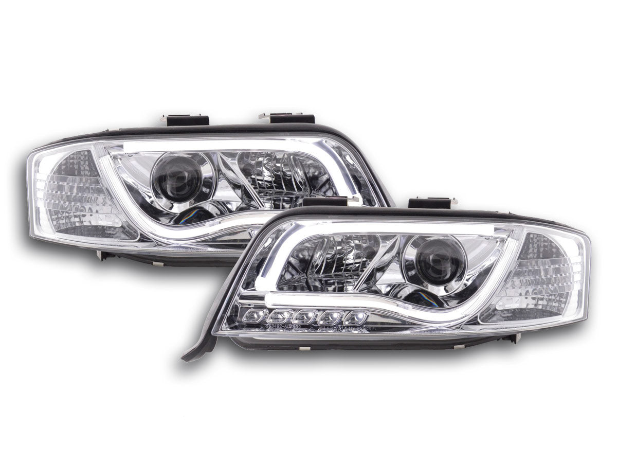 Scheinwerfer Set Daylight LED TFL-Optik Audi A6 Typ 4B Bj. 01-04 chrom für Rechtslenker