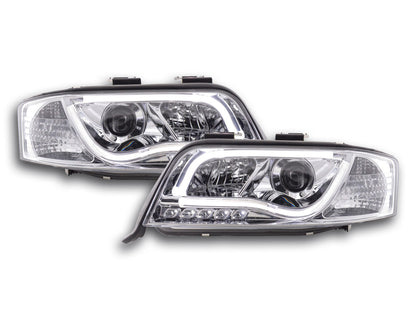 Scheinwerfer Set Daylight LED TFL-Optik Audi A6 Typ 4B Bj. 01-04 chrom für Rechtslenker
