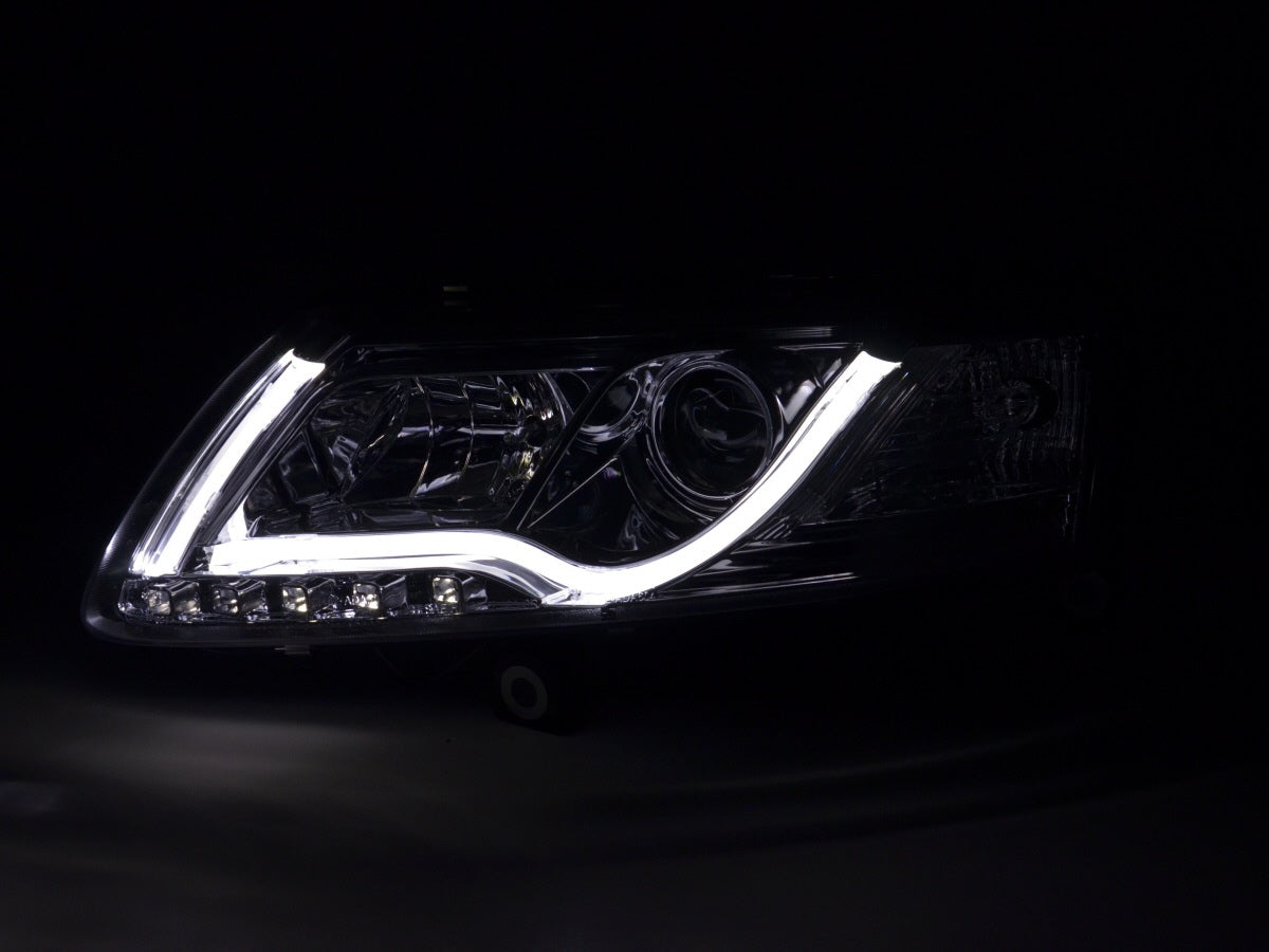 Scheinwerfer Set Daylight LED TFL-Optik Audi A6 Typ 4F Bj. 04-08 chrom für Rechtslenker