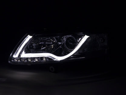 Scheinwerfer Set Daylight LED TFL-Optik Audi A6 Typ 4F Bj. 04-08 chrom für Rechtslenker