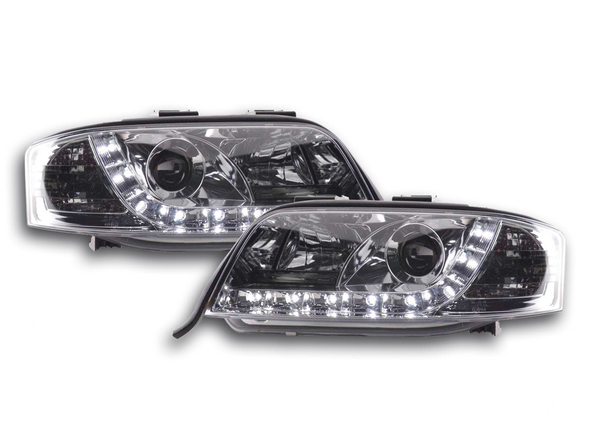 Scheinwerfer Set Daylight LED TFL-Optik Audi A6 4B Bj. 97-01 chrom