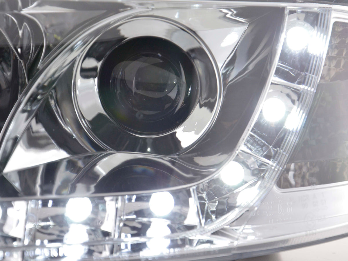 Scheinwerfer Set Daylight LED Tagfahrlicht Audi A6 4B Bj. 01-03 chrom