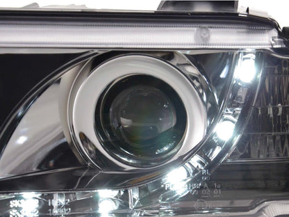 Scheinwerfer Set Daylight LED Tagfahrlicht BMW 3er E36 Coupe/Cabrio Bj. 92-98 chrom für Rechtslenker