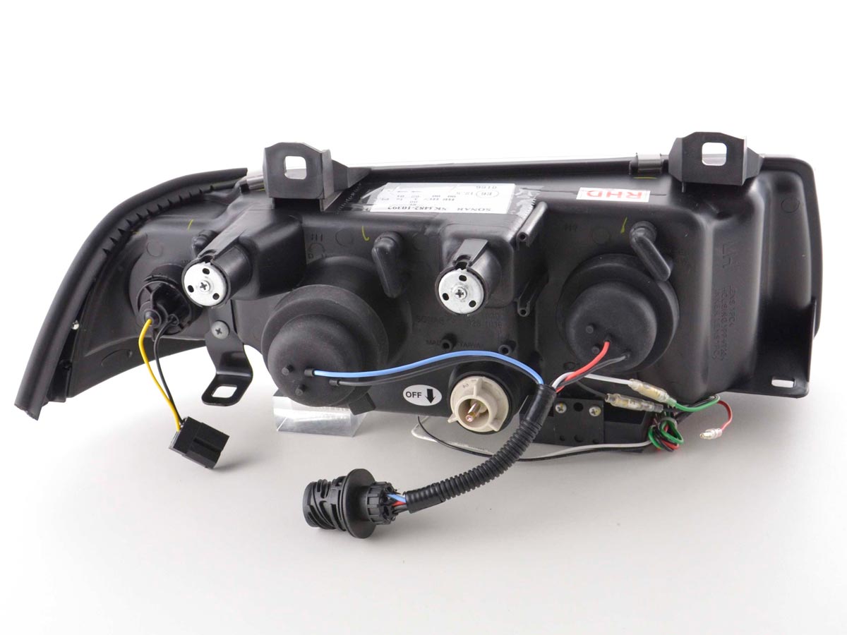 Scheinwerfer Set Daylight LED Tagfahrlicht BMW 3er E36 Coupe/Cabrio Bj. 92-98 chrom für Rechtslenker