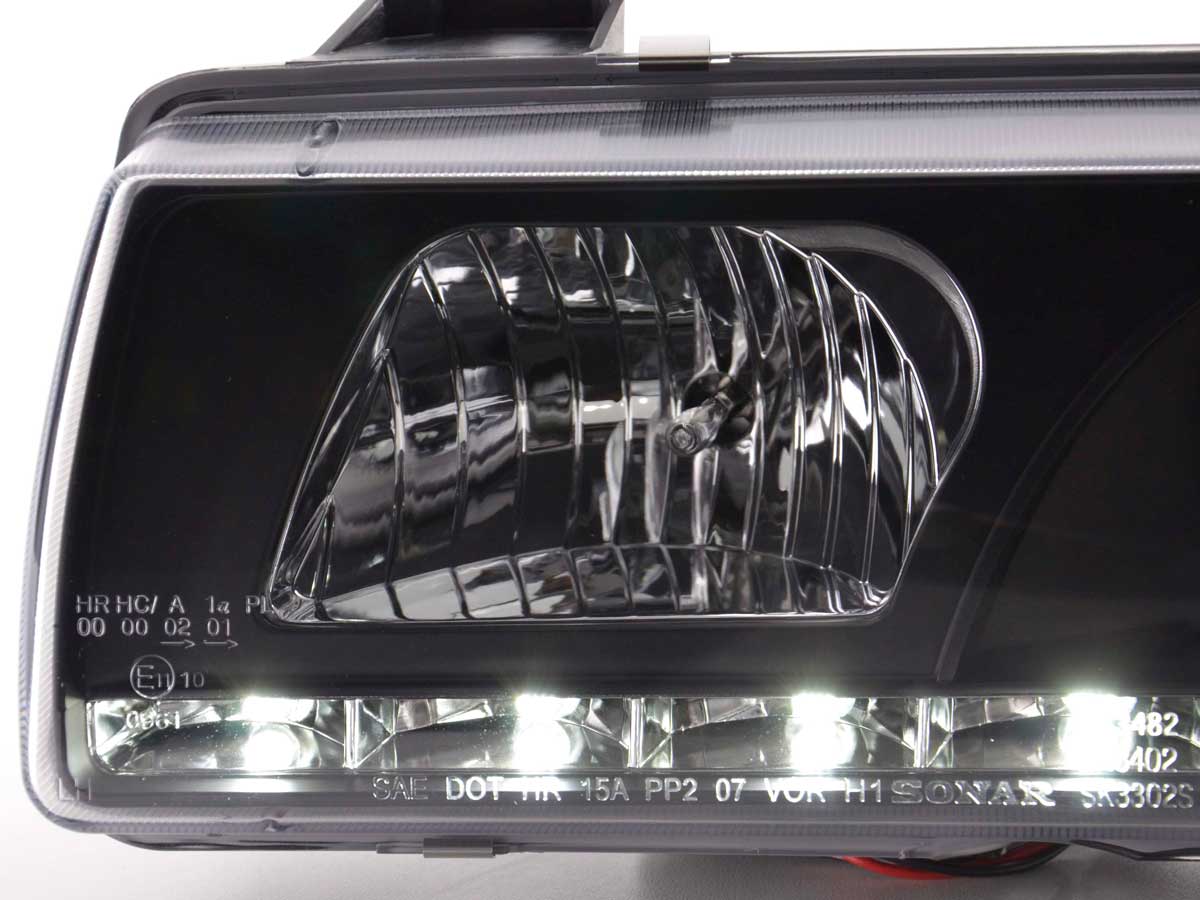 Scheinwerfer Set Daylight LED Tagfahrlicht BMW 3er E36 Limo/Touring schwarz für Rechtslenker