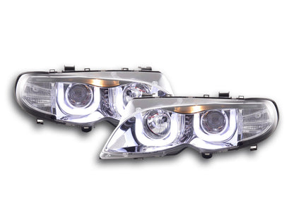 Scheinwerfer Set Angel Eyes BMW 3er E46 Limo/Touring  02-05 chrom für Rechtslenker