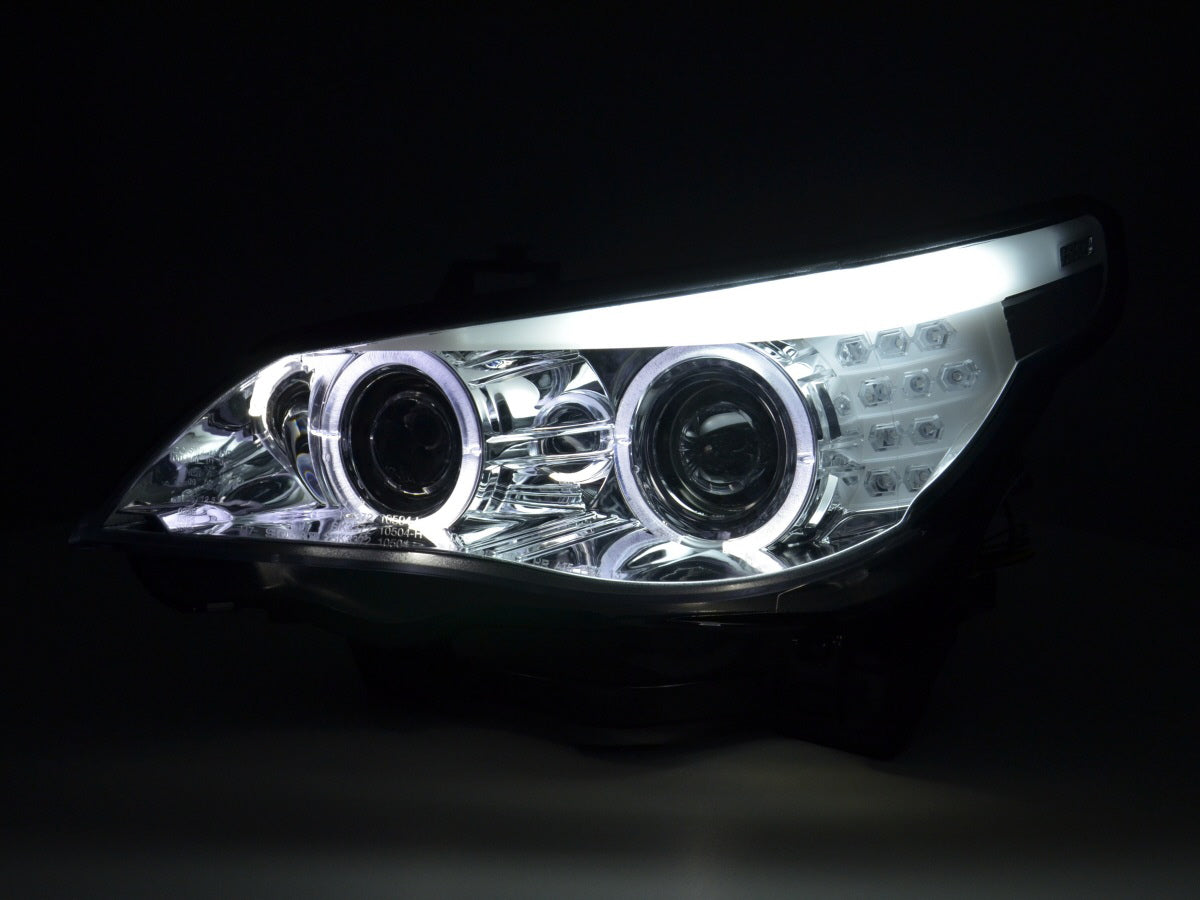 Scheinwerfer Set Xenon Angel Eyes LED BMW 5er E60/E61 Bj. 05-07 chrom