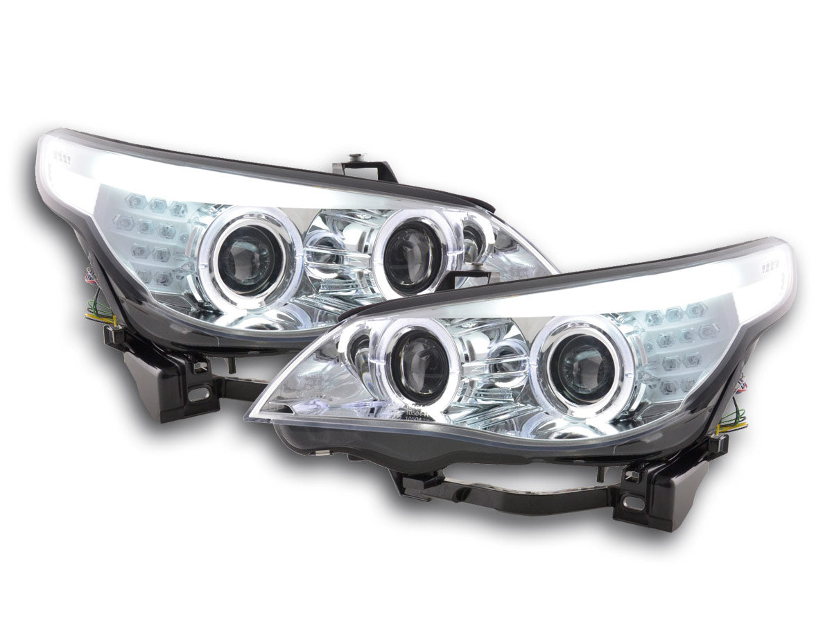 Scheinwerfer Set Xenon Angel Eyes LED BMW 5er E60/E61 Bj. 05-07 chrom