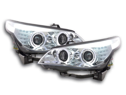 Scheinwerfer Set Xenon Angel Eyes LED BMW 5er E60/E61 Bj. 05-07 chrom