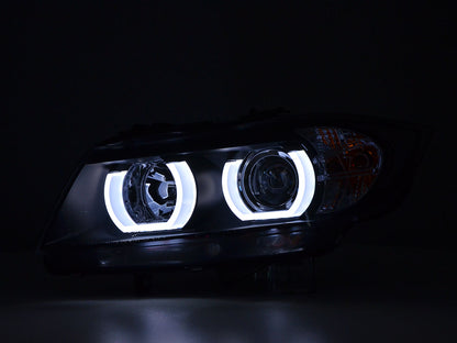Scheinwerfer Set Daylight LED TFL-Optik BMW 3er E90/E91 Bj. 05-08 schwarz