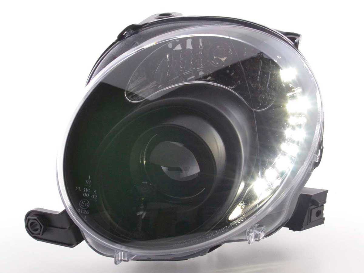 Scheinwerfer Set Daylight LED TFL-Optik Fiat 500  07- schwarz